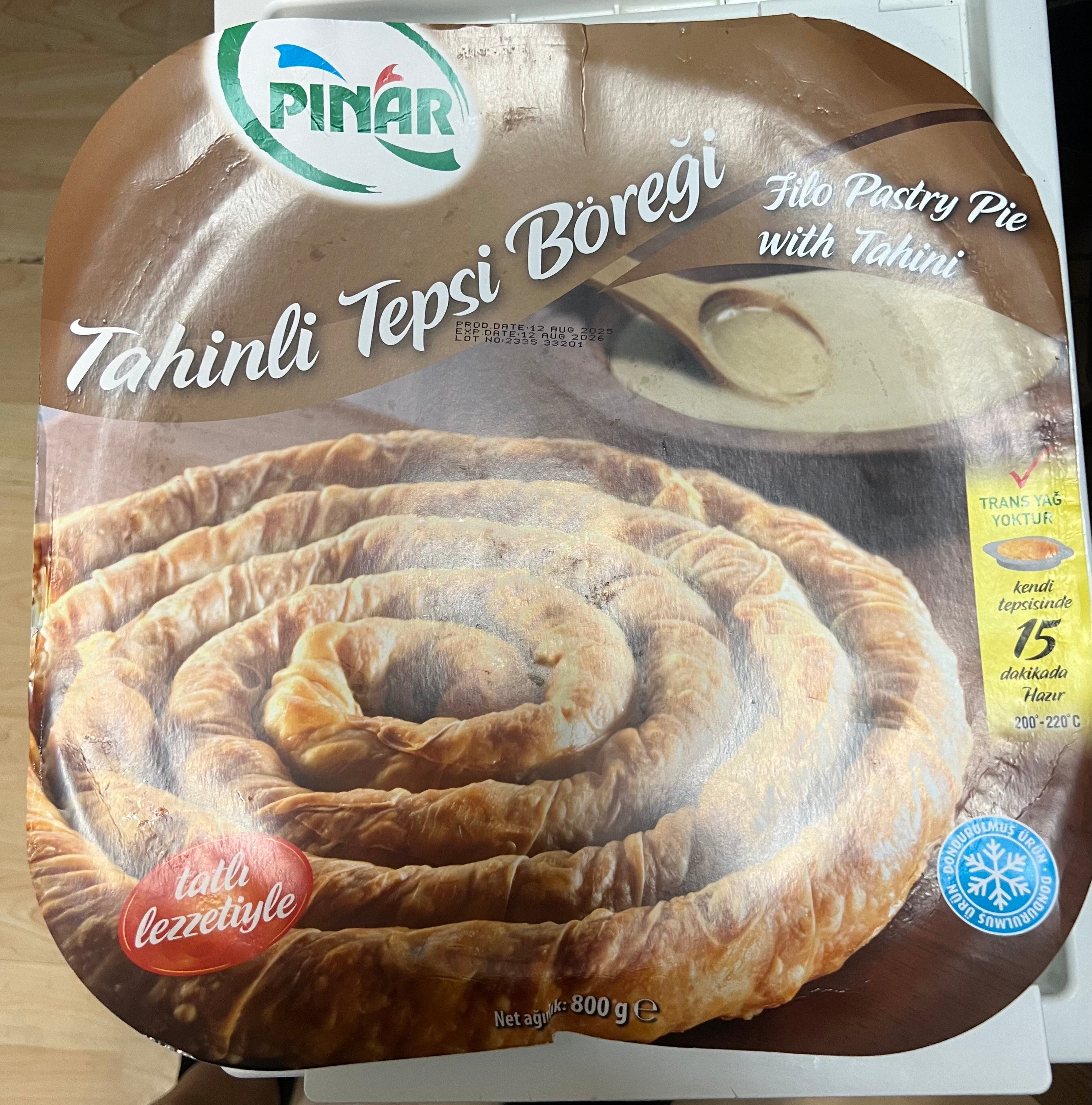 Pinar Tahini Borek Filo Pastry Pie 800g (Pastel Turco Congelado)