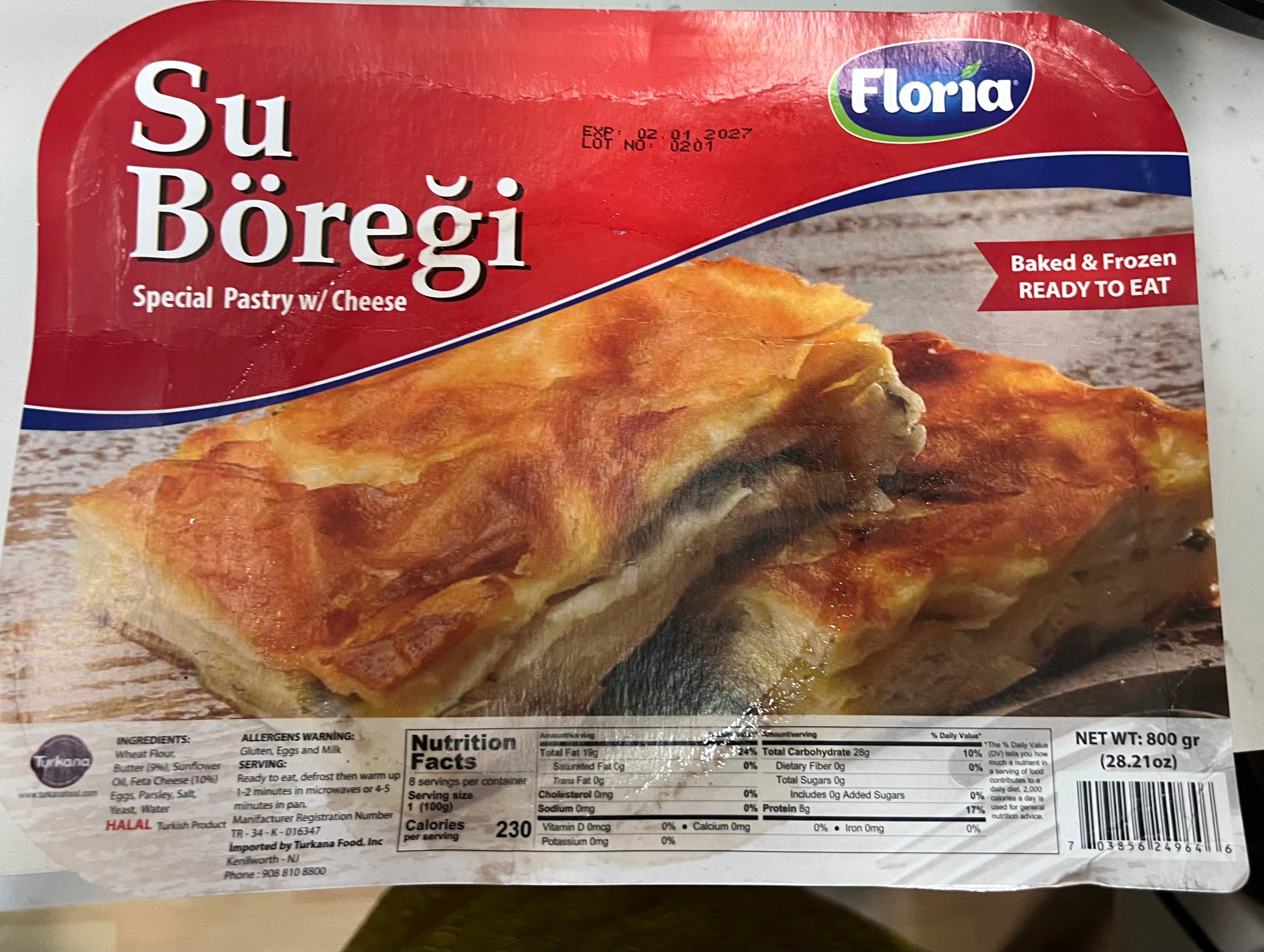 Floria Su Boregi Cheese Pastry 800g (Pastel Turco con Queso)